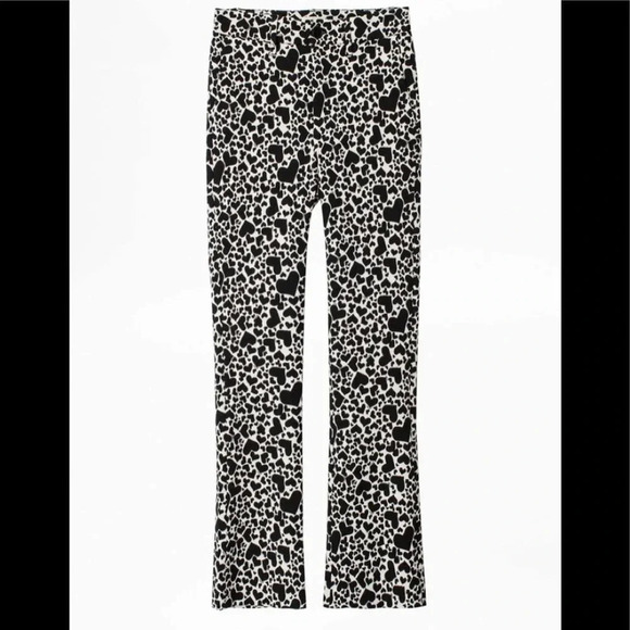 Zadig & Voltaire Polis Coeur Crop Pants Black & White Hearts Size 6 - Picture 1 of 6